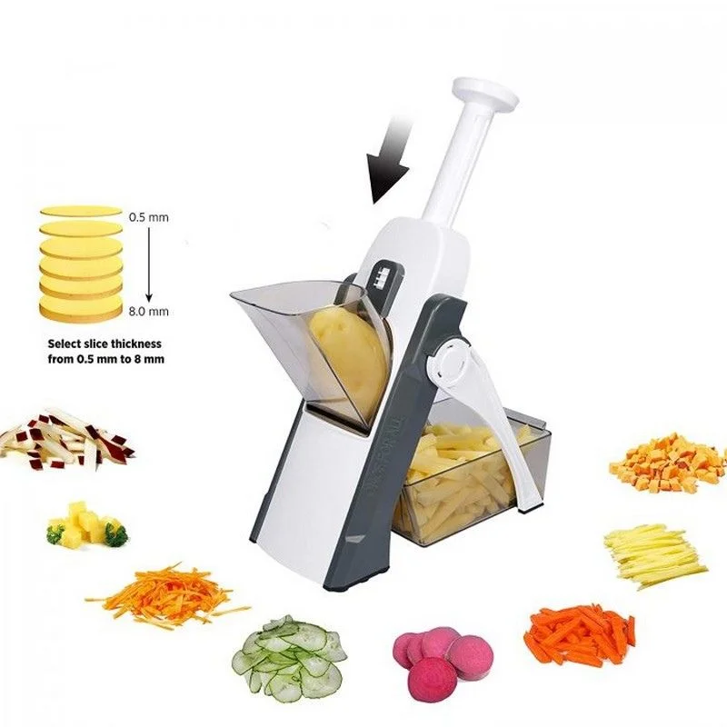 Brava Spring Vegetable Slicer Chopper | Manual Mandoline Cutter Grinder | Multi-Function Fruit & Vegetable Slicer - Image 3