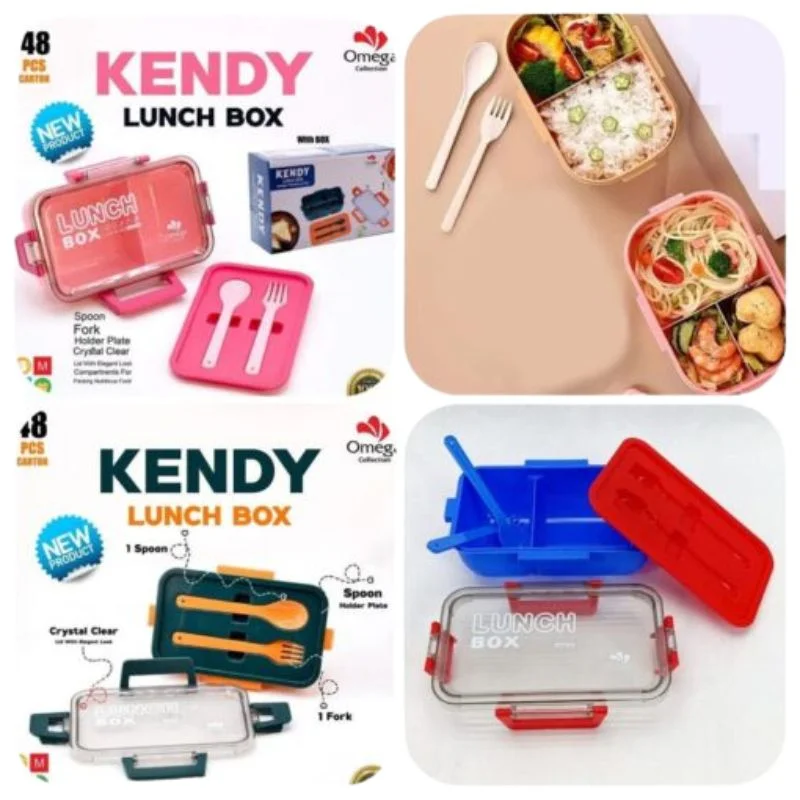 Kendy Lunch Box with Spoon & Fork | 2-Compartment Portable Tiffin Box for School & Office - Image 4