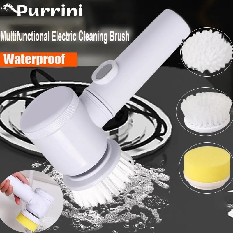 5-in-1 Rechargeable Magic Brush | Handheld Electric Scrubber | 360° Rotating with 3 Replaceable Multipurpose Brush Heads - Image 4