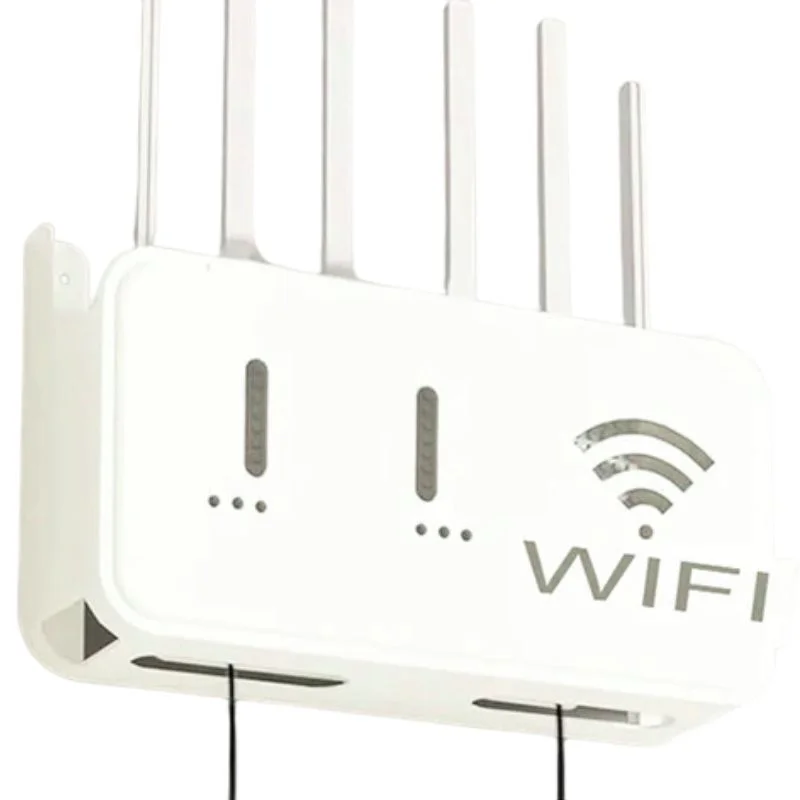 White WiFi Router Storage Box & Wall Mount Shelf Universal Cable Organizer | Space-Saving Holder for Modem, Set-Top Box & Smart Devices | Home & Office Use - Image 4
