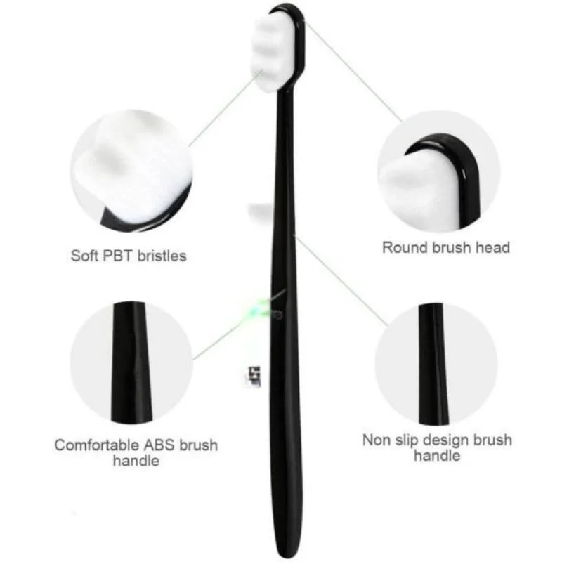 Nano Toothbrush with Travel Case | Ultra Soft Micro-Nano Bristles | For Sensitive Gums, Adults & Kids | Black - Image 3