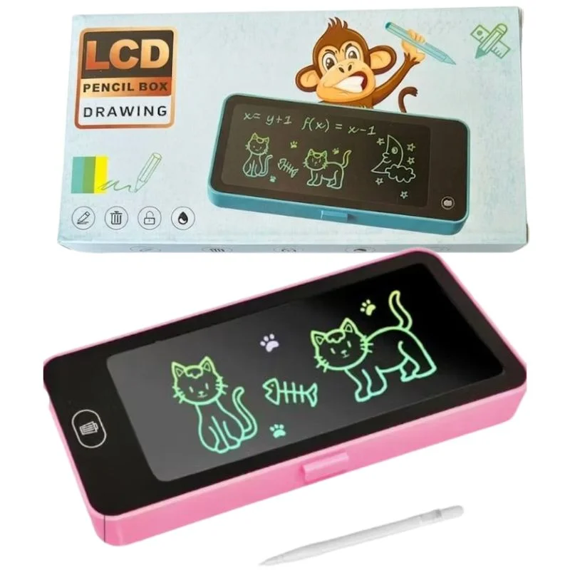 LCD Drawing Pen Case for Kids | Writing Tablet Pencil Box with Screen Lock & One-Key Erase | Random Color - Image 4