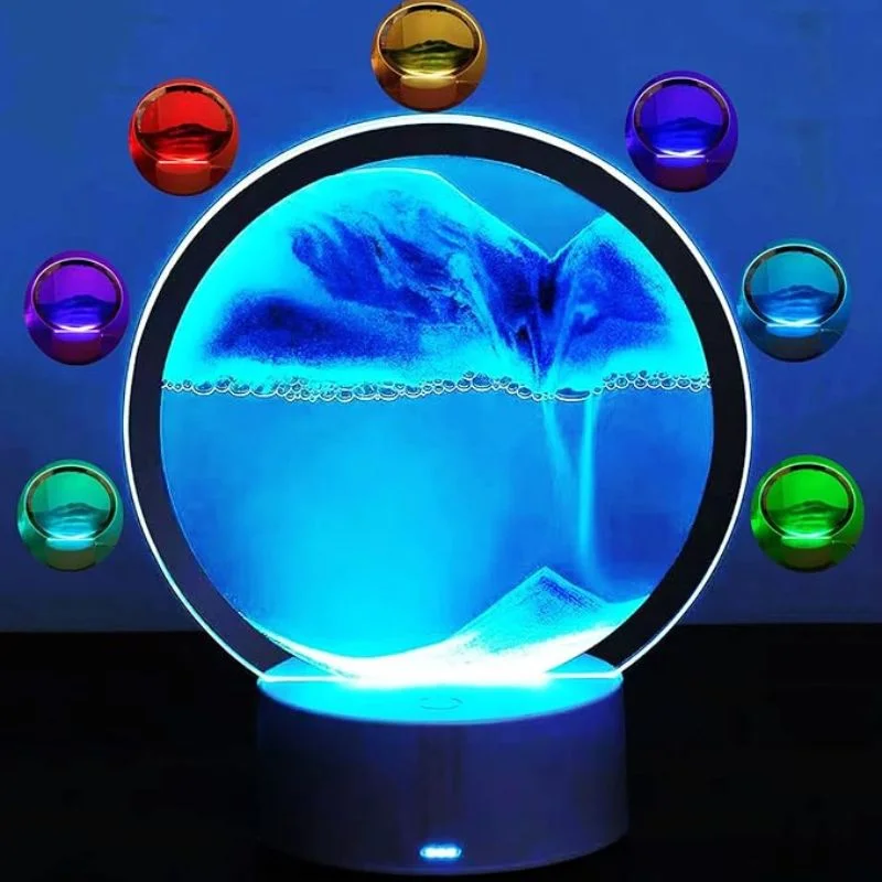 3D Moving Sand Art LED Lamp | Flowing Sandscape Painting Display | USB Decorative Table Lamp for Home & Office | Random Color - Image 5