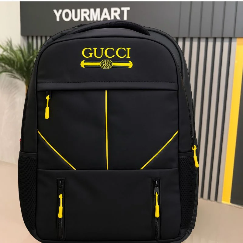 Multi-Functional Travel Backpack | Business Daypack with Laptop Compartment | Black & Yellow - Image 3