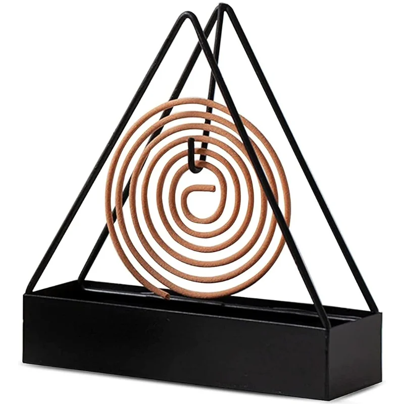 Triangle-Shaped Iron Mosquito Coil Holder | Creative Hanging & Standing Incense Burner | Durable Metal Design | Black | Pack of 1 - Image 4