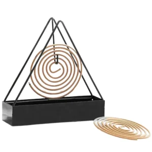 Triangle-Shaped Iron Mosquito Coil Holder | Creative Hanging & Standing Incense Burner | Durable Metal Design | Black | Pack of 1
