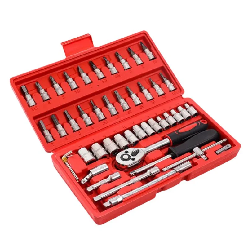46-Piece Socket Wrench Set | Complete Ratchet Socket & Screwdriver Bit Tool Kit | Chrome Vanadium Steel Repair Tool Set with Storage Case - Image 4